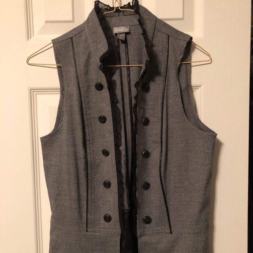 3/$20! Vanity ruffled vest with buttons
